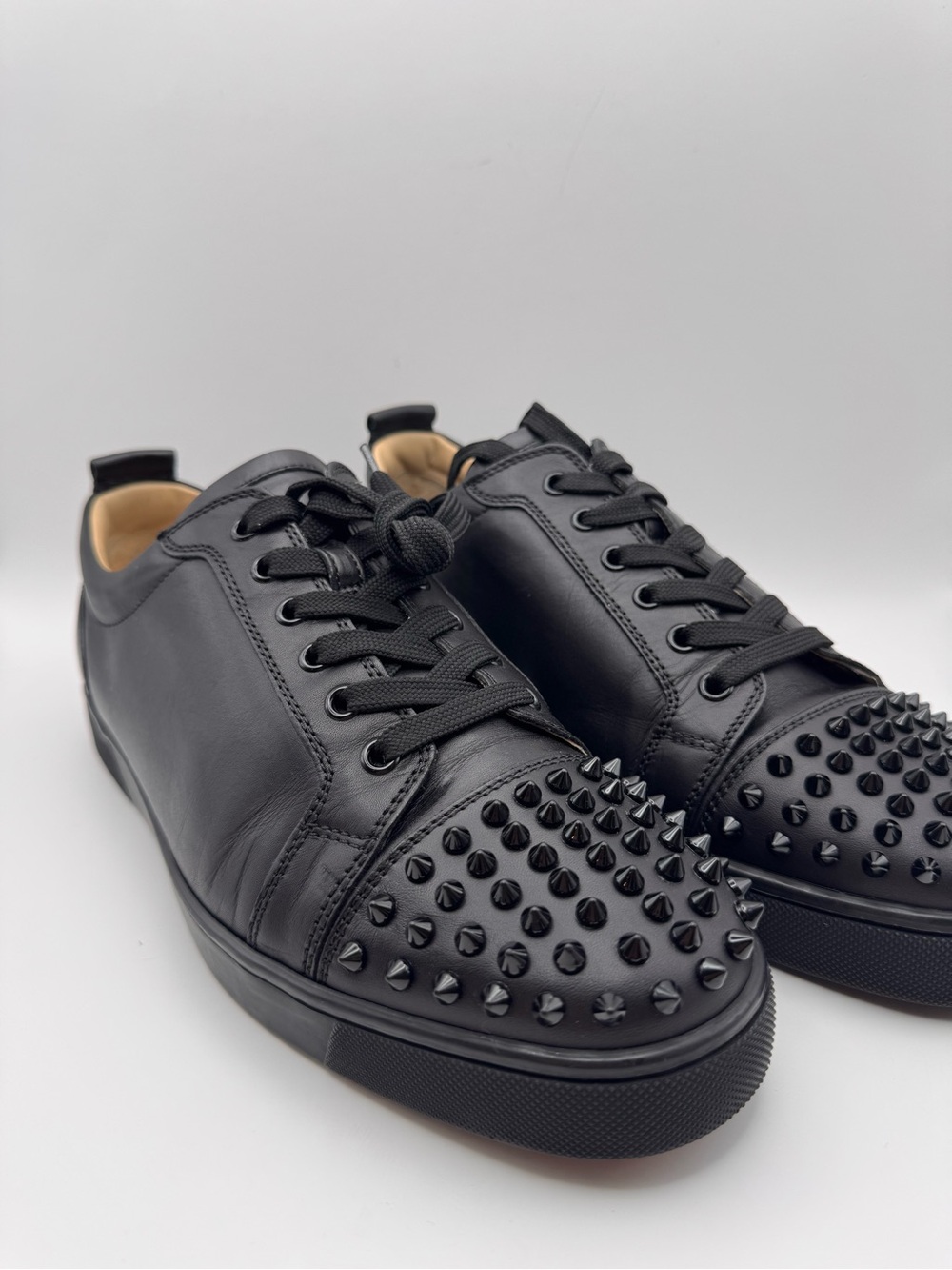 Christian Louboutin Louis Junior Spikes Black Leather Sneakers EU 43